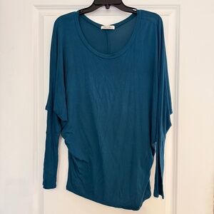 Miko Miko boutique deep teal blue long sleeve t-shirt womens size Small